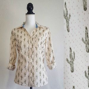 Style & co womens large button down shirt cactus